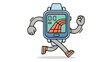 © Keri - Animated smartwatch character running on a track, fitness and technology concept.