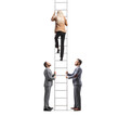 © Ljupco Smokovski - Two businessmen holding a tall ladder while woman climbing up
