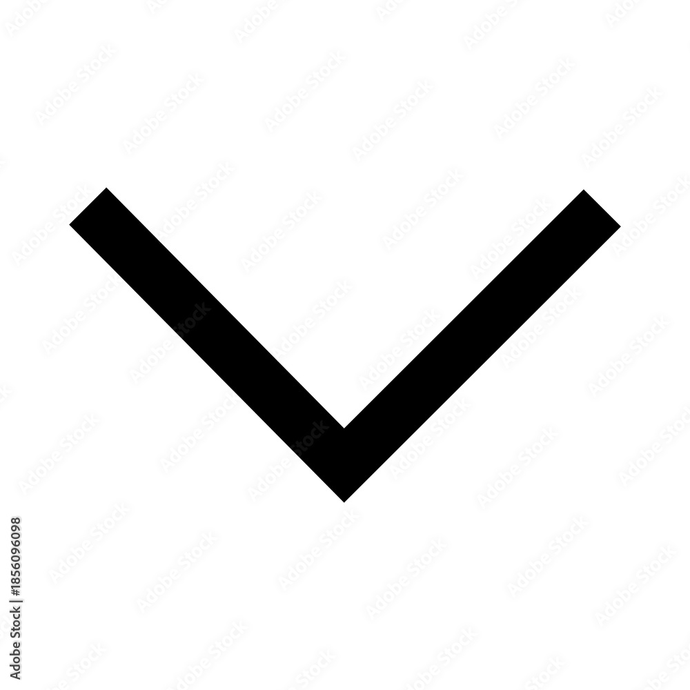 Minimalist Black Downward Chevron Arrow Icon – Modern Vector Symbol for ...