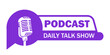 © SystemDirect - podcast logo text label badge template design streaming talk show background