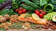© create's - Fresh Healthy Food Selection with Grilled Salmon and Green Vegetables