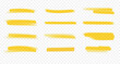 © Picture Store - Yellow highlight and underline marks. Hand-drawn marker strokes isolated on semi-transparent backdrop