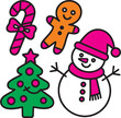 © Abdul  Rehman - Christmas character illustration set. Snowman, gingerbread and holiday elements in cute cartoon style. Vector illustration.