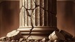 © Ediyan - Cracked ancient stone column ruins landscape.
