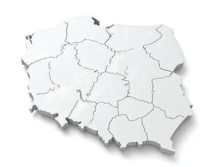  Glossy, three-dimensional outline of Poland, with regional divisions