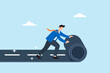 © VZ_Art - Flat illustration of businessman rolling out new road symbolizing career path development business planning direction and future opportunity