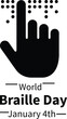 © Raton - World braille day concept graphic featuring a hand interacting with braille dots