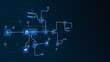 © Fardived - AI workflow automation artificial intelligence. ai agent network diagram connecting node input, processing flow, ai model and automation system.