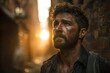 © Anatolii Rymarchuk - Gritty urban portrait of a rugged man with dirt on his face under moody light