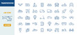 © kolonko - Transport bus truck train public line icons set. Motorcycle vehicle subway car bicycle plane outline symbol icon
