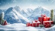 © Harry - Festive Christmas Gifts in Snowy Mountain Landscape with Pine Trees