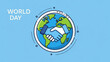 © 16 - Earth globe with hands shaking inside circle world day symbolizing global unity and cooperation