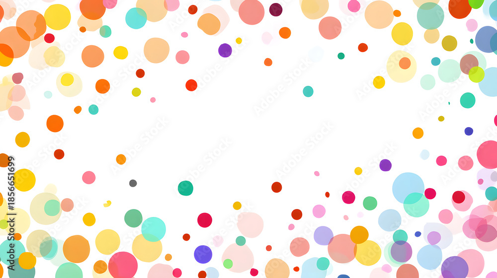 Bright and cheerful New Year background with scattered dots in rainbow ...