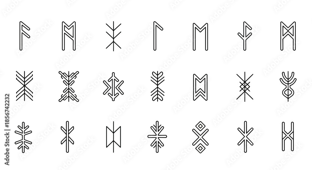 เวกเตอร์ Stock Mystical runes set against a transparent backdrop ...