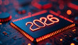 © Rhony - Metal number 2026 on the glowing surface of the microchip