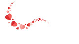 Floating red hearts isolated on transparent background