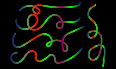  Colorful abstract wavy lines on a black background