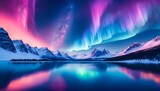 Northern Lights Background A Beautiful Abstract Illustration Of The Northern Lights Lighting Up The Night Sky With Vibrant Blue And Pink Colors