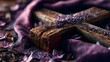 © Audrey - Sacred journey with a purple background featuring a cross adorned with lavender-colored ash, symbolizing Ash Wednesday and the purity of Catholic Easter.