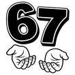 © khiyalee - Viral Six Seven Meme Hand Gesture Illustration, Funny 6 7 Silhouette PNG Clipart Design for Shirts, Stickers & Digital Crafts, Sublimation, 67 Trendy Gen Alpha Clipart with transparent background.