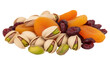 © Hugo - Pile of pistachios, dried apricots, and cranberries isolated PNG, healthy snack mix on transparent background for food and nutrition concepts