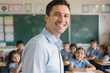 © Studicon - Enthusiastic teacher smiles in a classroom filled with eager students