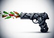 © abdelaziz@771 - A creative representation of a gun tied with ropes firing colorful bullets.