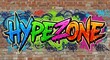 © Hungarian - Vibrant, colorful graffiti lettering displaying an energetic phrase painted onto an aged brick wall surface