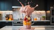 © ArifinIslam - Dynamic kitchen scene with fruit smoothie exploding from blender in motion