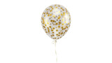 Festive balloon with gold confetti isolated PNG, party decoration for birthday celebration and special occasions on transparent background