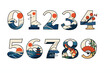 © ณภัทร วงค์มาวิวัฒน์ - Japanese-inspired Numerals: A visually stunning set of numerals intricately designed with Japanese artistic motifs, ideal for adding a touch of cultural elegance to various creative projects.