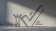 © Fajar - success achievement concept outline person celebrating by a large 3d checkmark icon for business goal completion and project task validation