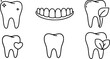 © Assem - Tooth line icon set. Dental clinic logo. Clean teeth. Vector EPS