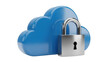 © LUXSTORY - Blue cloud and silver padlock isolated PNG, cloud computing security concept for data protection and privacy on transparent background