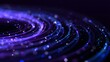 © Kdhtdg - Abstract swirling vortex of luminous purple and blue particles creating a cosmic nebula or galaxy effect with a dark background