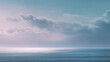 © Suresh Thangavel - Minimalist nature landscape panorama with calm ocean horizon under soft pastel sky, gentle natural light, subtle color gradients, peaceful atmosphere, wide composition with generous copy space