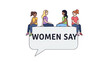 © Stock Image Paradise - Diverse women sitting together in a speech bubble discussing social issues