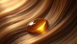 © Maryna - Amber oil drop rests on smooth blonde hair strand. This close up shows hair repair providing shine, nourishment, and damage protection. Beauty and health concept.