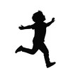 © leviiART - Silhouette of a cute cartoon child jumping in a playful pose against a clean white background with a joyful mood.