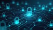 © Maryna - Glowing digital locks form secure network connections across dark background. Technology shows data safety and online protection. Cyber security concept with blue glowing network.