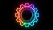 © Sawyer0 - A colorful neon gear wheel glowing with a rainbow gradient symbolizes modern technology, innovation, and digital engineering energy.