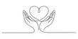 © Pabon Art Gallery - A minimalist single continuous line art depicting hands gently cradling a heart symbol Vector, illustration