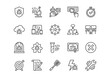 © GOLDMAN - Software testing and Quality Assurance QA line icons set. Vector illustration of debugging, automation, code inspection, and development symbols. Black outline style.