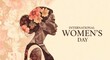 © SM-Design - International womens day depicted with a profile portrait of a woman adorned with flowers, rendered in a geometric polygonal style