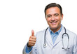 © Naved - Smiling doctor giving thumbs up isolated on transparent background