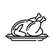 © ayesha - Roasted Turkey Illustration in Simple Line Art Style with Monochromatic Color on White Background for Holiday Menu