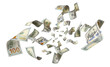 © Yeti Studio - Flying hundred dollar banknotes, isolated on transparent cutout background