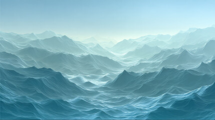 Naklejka na meble Blue abstract ocean seascape featuring a realistic sea surface with gentle waves, designed as a natural background and 3D vector illustration suitable for covers, banners, flyers, posters, and brochur