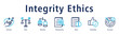 © hans_ts - Integrity ethics icon vector concept with honesty, strong ethics, morality, transparency, rules, and reliable values for professional conduct.