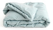 © Asset Arc - Soft light blue comforter and pillow set neatly folded